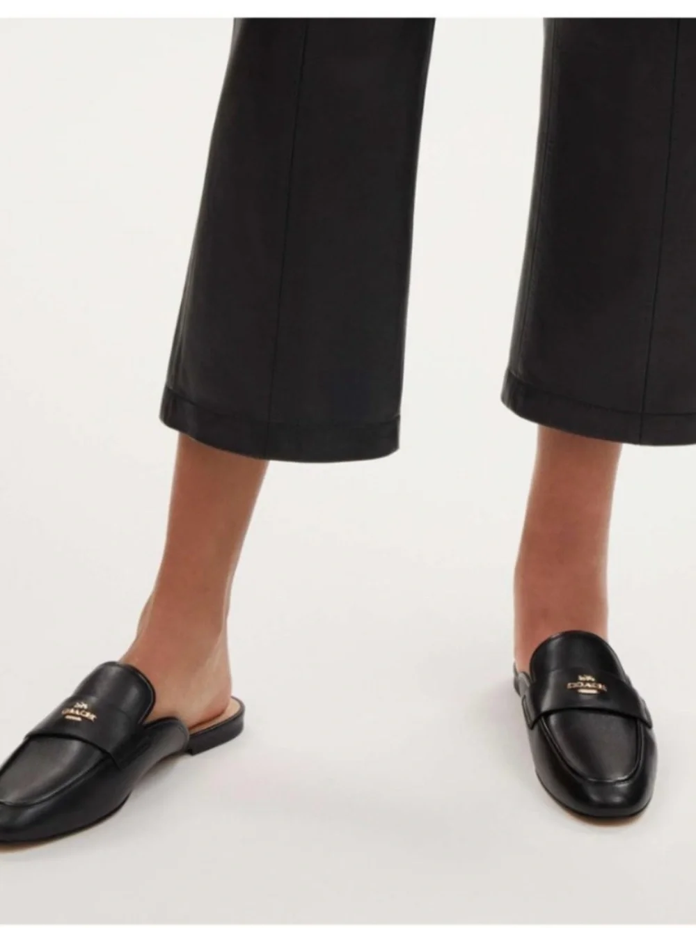Coach Black Leather Samie slide